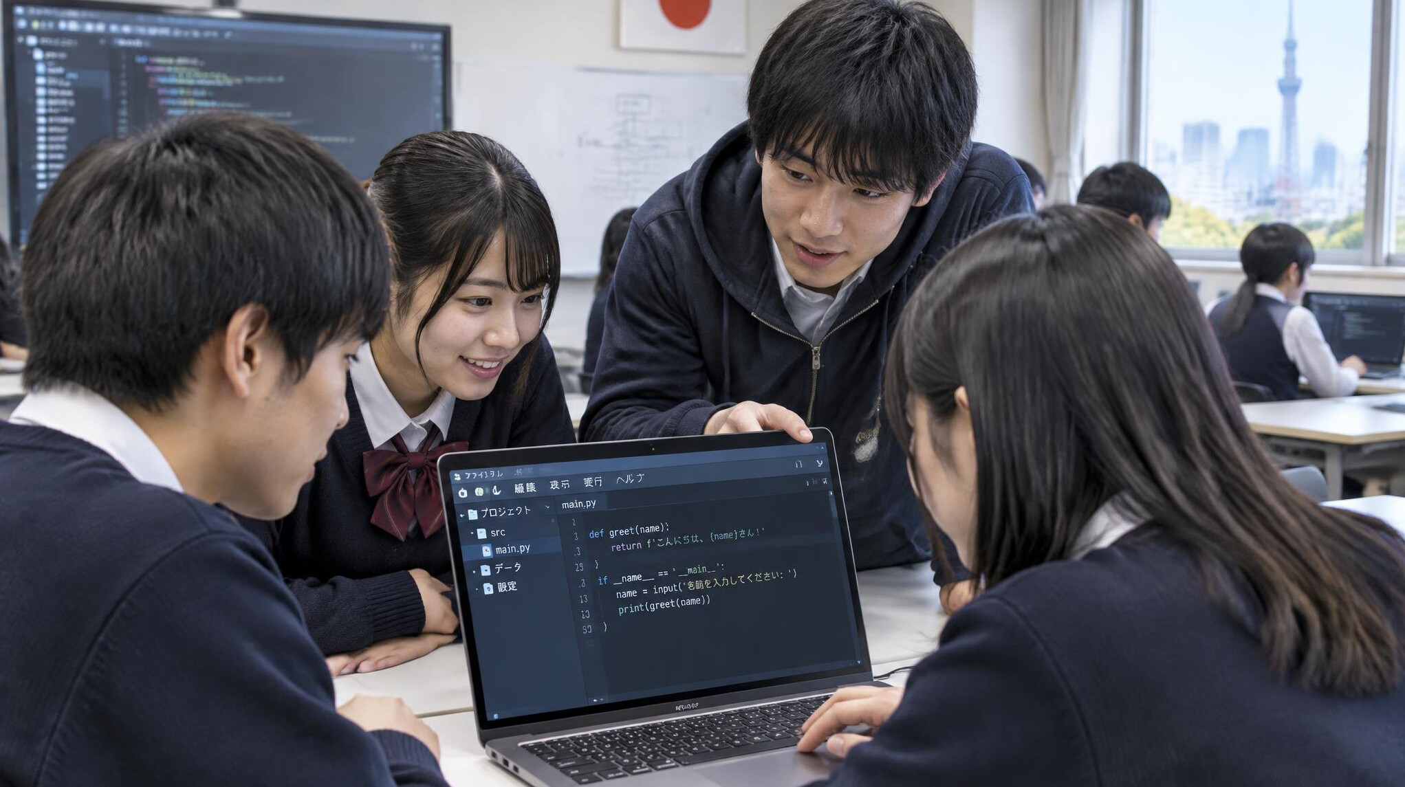 japanese students in programming class