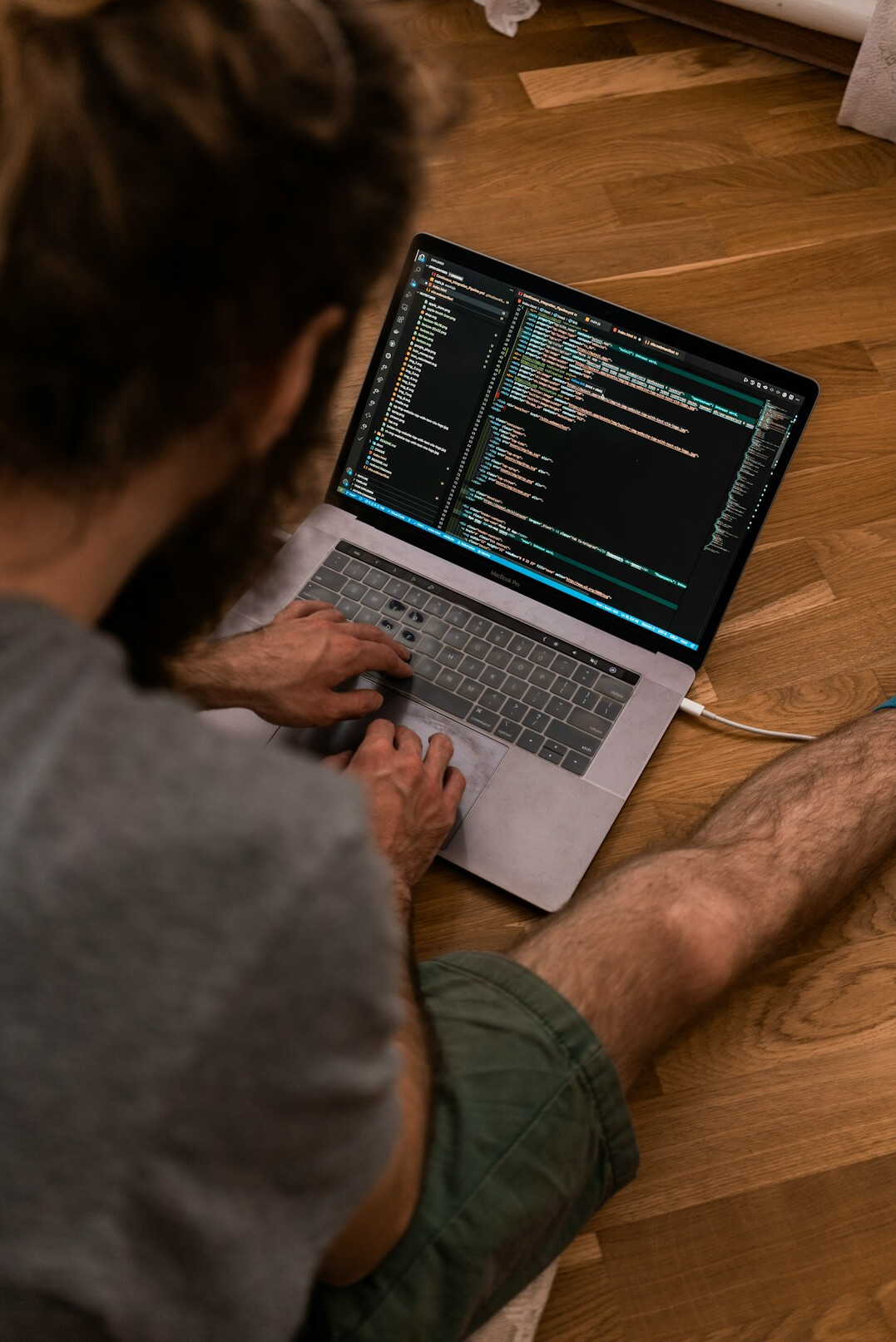 student studying coding book