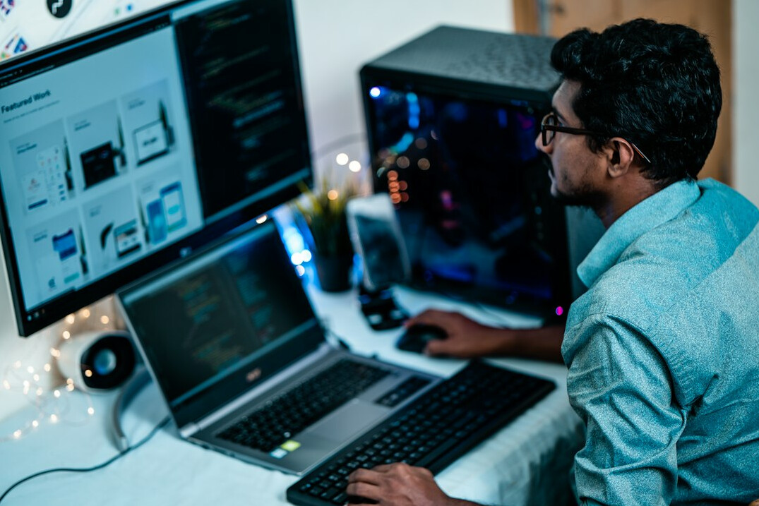 professional developer at desk