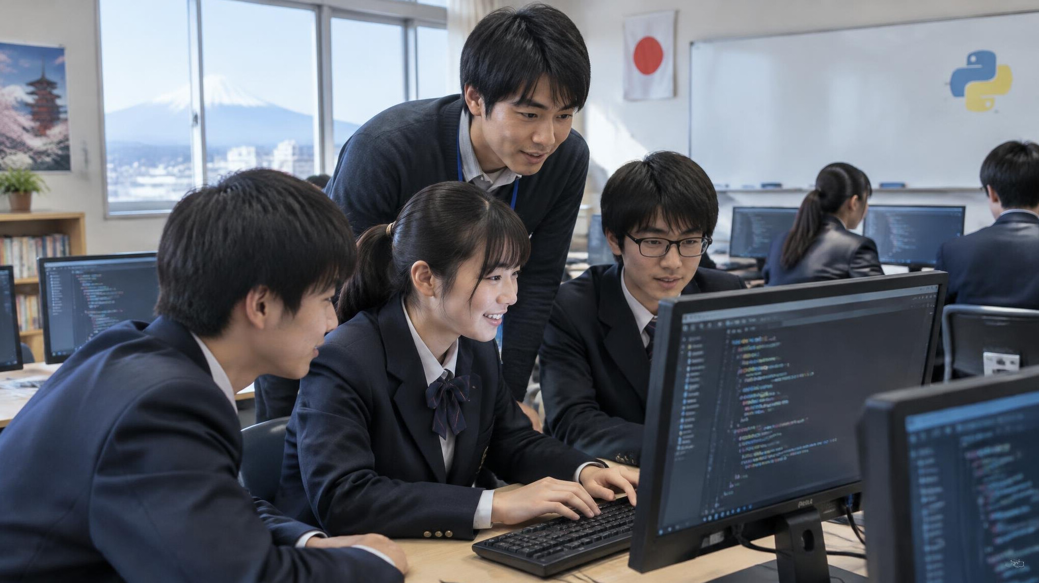 japanese classroom with computers